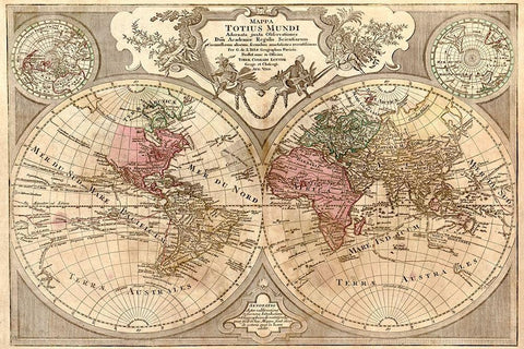 World Map Prepared for then French King White Modern Wood Framed Art Print with Double Matting by de Lisle, Guillaume