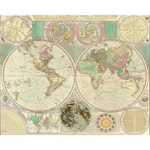 World Map Black Modern Wood Framed Art Print with Double Matting by Bowles, Carington