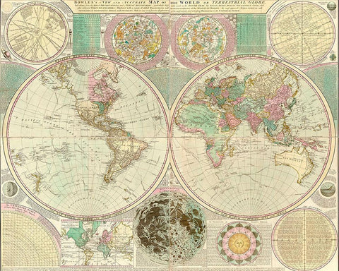 World Map White Modern Wood Framed Art Print with Double Matting by Bowles, Carington