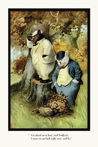 Teddy Roosevelts Bears: Teddy B and Teddy G Are Lost White Modern Wood Framed Art Print with Double Matting by Culver, R.K.