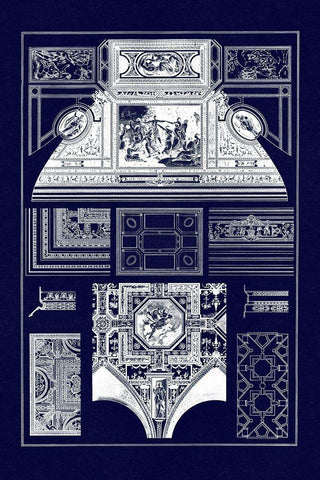 Cloister Vaults and Coved Ceilings (Blueprint) Black Ornate Wood Framed Art Print with Double Matting by Buhlmann, J.