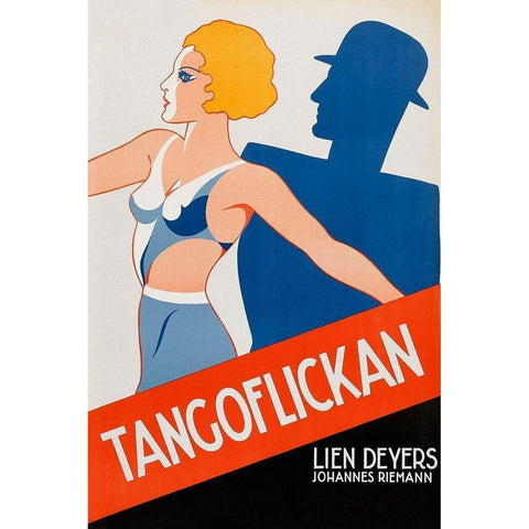 Vintage Film Posters: Tango Movies Tangoflickan White Modern Wood Framed Art Print by Unknown