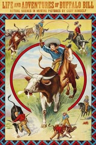 Vintage Westerns: Life and Adventures of Buffalo Bill Black Ornate Wood Framed Art Print with Double Matting by Unknown