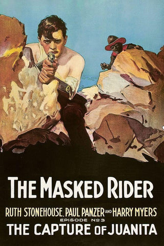 Vintage Westerns: Masked Rider - The Capture of Juanita White Modern Wood Framed Art Print with Double Matting by Unknown