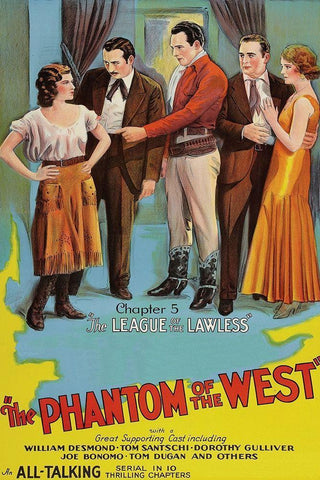 Vintage Westerns: Phantom of the West - League of the Lawless White Modern Wood Framed Art Print with Double Matting by Unknown
