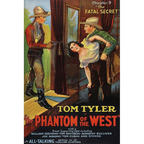Vintage Westerns: Phantom of the West - Fatal Secret White Modern Wood Framed Art Print by Unknown