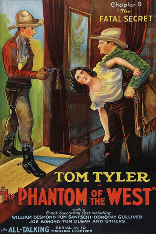 Vintage Westerns: Phantom of the West - Fatal Secret White Modern Wood Framed Art Print with Double Matting by Unknown