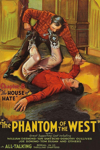 Vintage Westerns: Phantom of the West - House of hate Black Ornate Wood Framed Art Print with Double Matting by Unknown