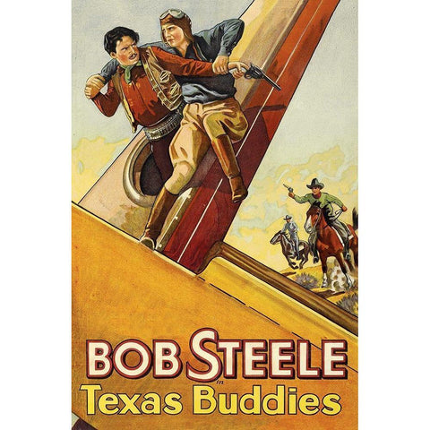 Vintage Westerns: Texas Buddies White Modern Wood Framed Art Print by Unknown