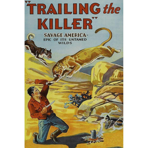 Vintage Westerns: Trailing the Killer White Modern Wood Framed Art Print by Unknown
