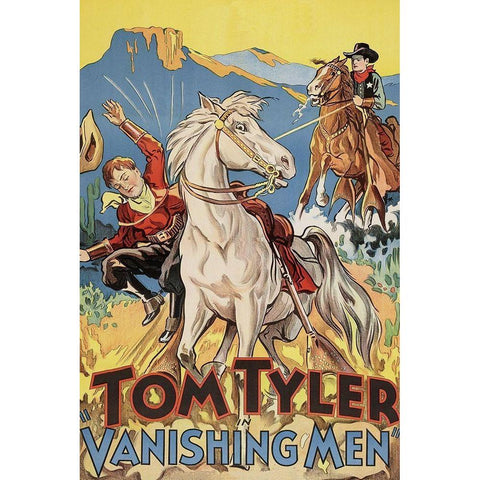Vintage Westerns: Vanishing men White Modern Wood Framed Art Print by Unknown