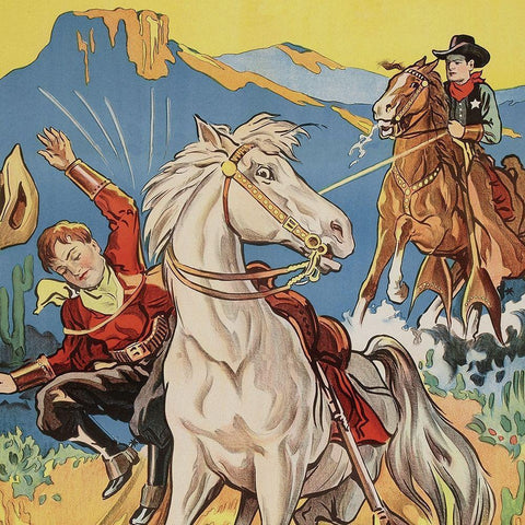 Vintage Westerns: Vanishing men - Detail White Modern Wood Framed Art Print by Unknown