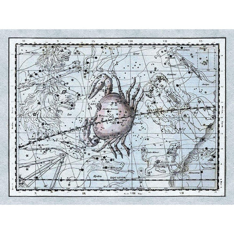 Maps of the Heavens: Cancer - the Crab White Modern Wood Framed Art Print by Jamieson, Alexander