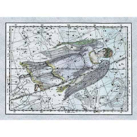Maps of the Heavens: Virgo the Maiden Black Modern Wood Framed Art Print with Double Matting by Jamieson, Alexander