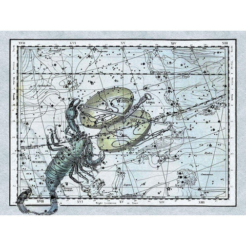 Maps of the Heavens: Libra - the Scales and The Scorpion Gold Ornate Wood Framed Art Print with Double Matting by Jamieson, Alexander