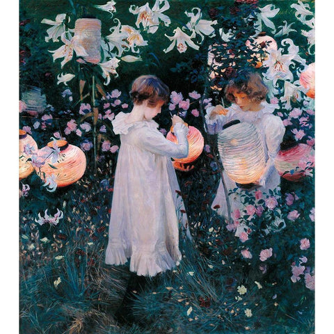Carnation, Lily, Lily, Rose, 1885 Black Modern Wood Framed Art Print with Double Matting by Sargent, John Singer