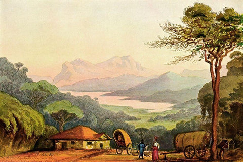 Nurellia-See Vom Rambodde-Paß, Ceylon Black Ornate Wood Framed Art Print with Double Matting by Haeckel, Ernst