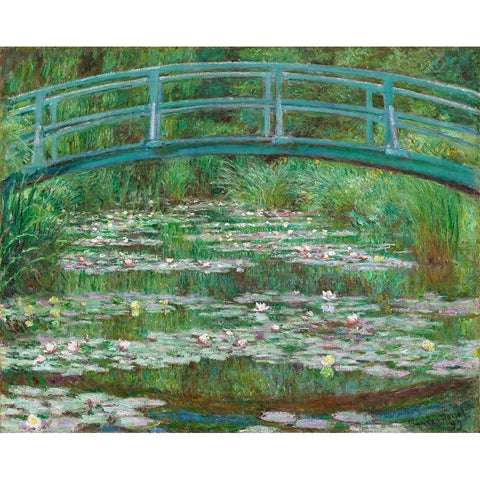 The Japanese Footbridge, 1899 Black Modern Wood Framed Art Print with Double Matting by Monet, Claude