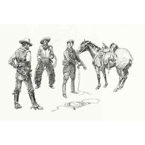 The Initiation of the Tenderfoot, 1899 White Modern Wood Framed Art Print by Russell, Charles Marion