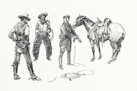 The Initiation of the Tenderfoot, 1899 Black Ornate Wood Framed Art Print with Double Matting by Russell, Charles Marion