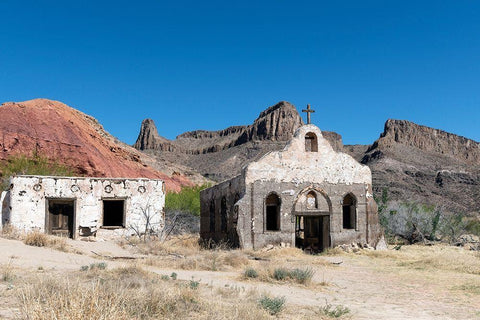 The Contrabando, a ghost town in Big Bend Ranch State Park Black Ornate Wood Framed Art Print with Double Matting by Highmith, Carol