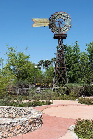 Windmill in the Will Looney Legacy Park at the Museum of South Texas History in Edinburg, TX White Modern Wood Framed Art Print with Double Matting by Highmith, Carol