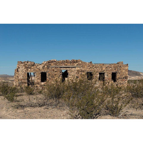 Remnants of an old stone house in the small settlement of Terlingua, in Brewster County, TX White Modern Wood Framed Art Print by Highmith, Carol