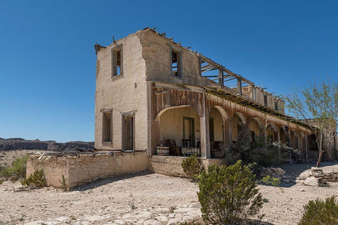 Remains of an old structure in Terilingua, southern Brewster County, TX White Modern Wood Framed Art Print with Double Matting by Highmith, Carol
