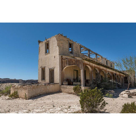 Remains of an old structure in Terilingua, southern Brewster County, TX White Modern Wood Framed Art Print by Highmith, Carol