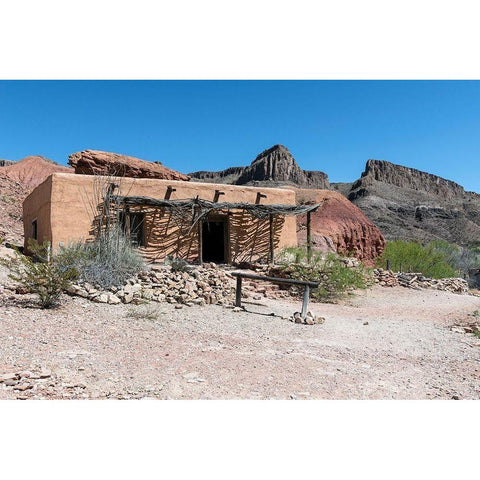 Abandoned movie set along the Rio Grande River in Big Bend Ranch State Park in lower Brewster County Black Modern Wood Framed Art Print by Highmith, Carol