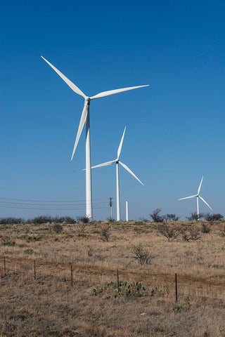 Wind turbines in Shackelford County, TX, northeast of Abilene Black Ornate Wood Framed Art Print with Double Matting by Highmith, Carol
