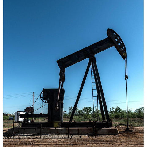 A pumpjack in Wichita County, TX White Modern Wood Framed Art Print by Highmith, Carol