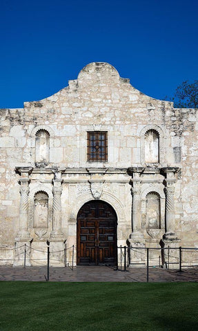 The Alamo, San Antonio, TX Black Ornate Wood Framed Art Print with Double Matting by Highmith, Carol