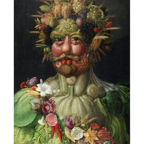 Vertumnus, 1591 Gold Ornate Wood Framed Art Print with Double Matting by Arcimboldo, Giuseppe