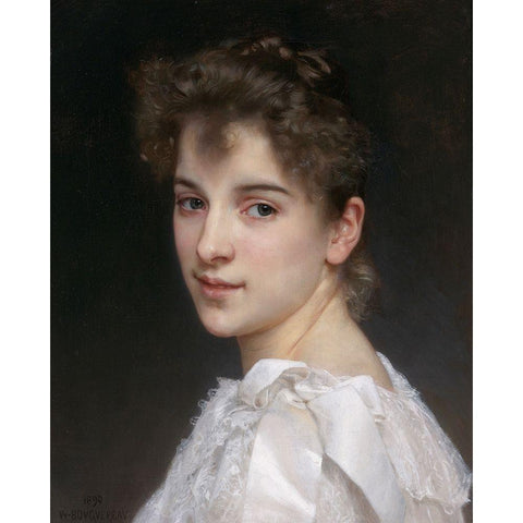 Gabrielle Gold Ornate Wood Framed Art Print with Double Matting by Bouguereau, William-Adolphe
