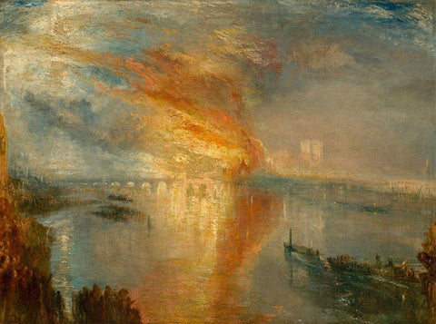 The Burning of the Houses of Lords and Commons 16 October 1834 Black Ornate Wood Framed Art Print with Double Matting by Turner, Joseph Mallord William