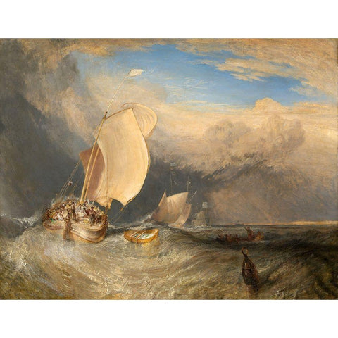 Fishing Boats with Hucksters Bargaining for Fish 1837 Black Modern Wood Framed Art Print with Double Matting by Turner, Joseph Mallord William
