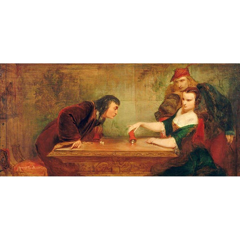 The Last Throw 1840 White Modern Wood Framed Art Print by Leslie, Charles Robert