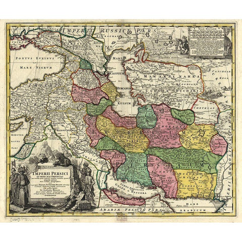 Persia in the 18th Century Black Modern Wood Framed Art Print with Double Matting by Vintage Maps