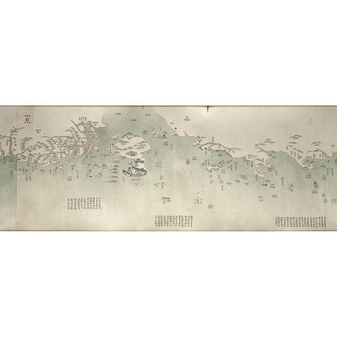 Coastal Map of China Gold Ornate Wood Framed Art Print with Double Matting by Vintage Maps