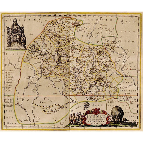 Hunan-China Black Modern Wood Framed Art Print by Vintage Maps