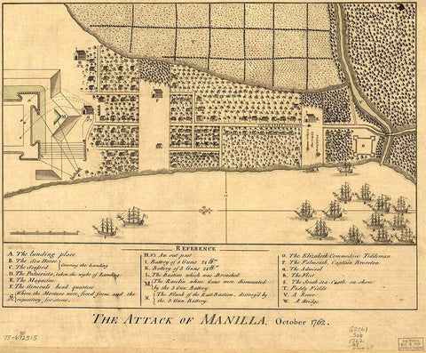 Attack on Manila White Modern Wood Framed Art Print with Double Matting by Vintage Maps