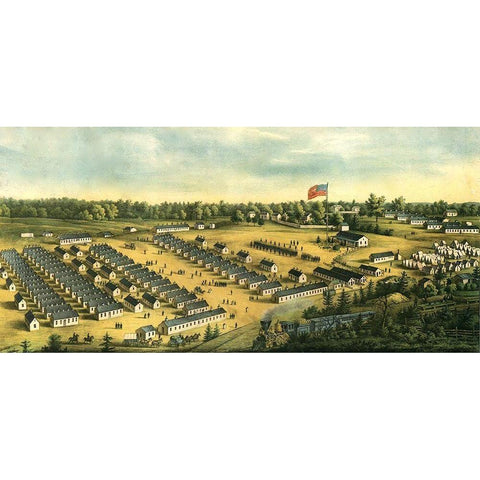 Parole Camp Annapolis-Maryland 1864 Black Modern Wood Framed Art Print by Vintage Maps