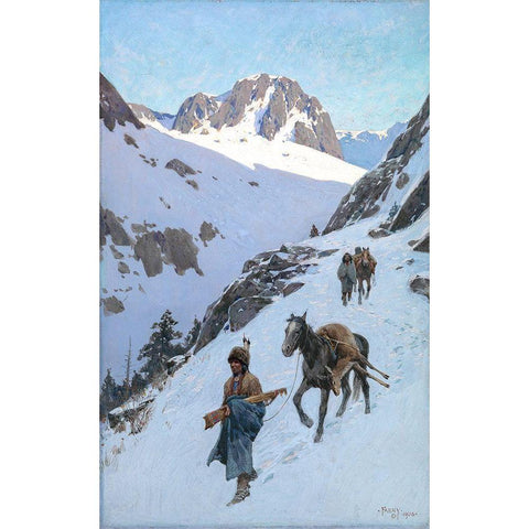 A Successful Hunt White Modern Wood Framed Art Print by Farny, Henry Francois