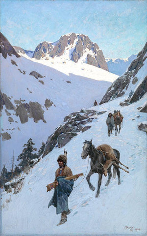 A Successful Hunt White Modern Wood Framed Art Print with Double Matting by Farny, Henry Francois