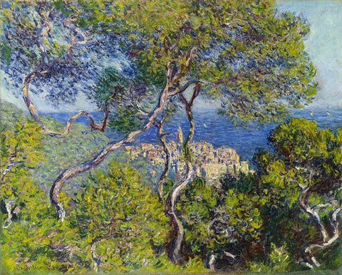 Bordighera White Modern Wood Framed Art Print with Double Matting by Monet, Claude