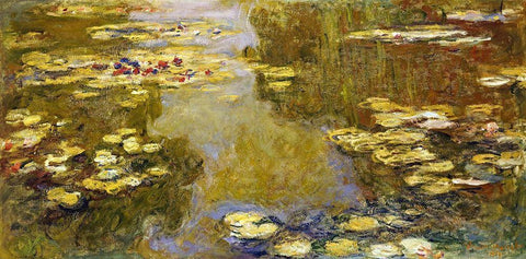 The Lily Pond White Modern Wood Framed Art Print with Double Matting by Monet, Claude