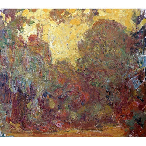 La Maison de Giverny Black Modern Wood Framed Art Print by Monet, Claude