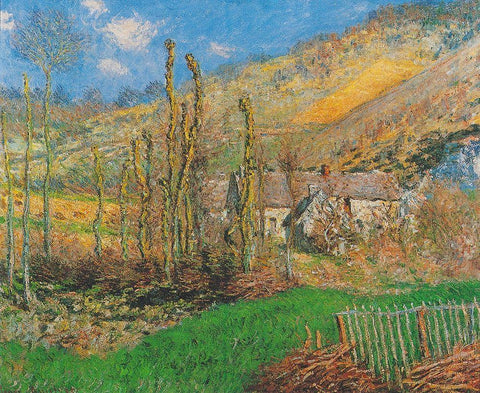 Winter Landscape at the Val de Falaise (Giverny) White Modern Wood Framed Art Print with Double Matting by Monet, Claude