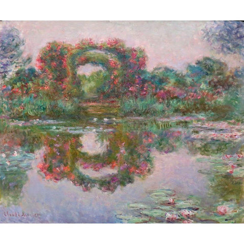 Flowering Arches, Giverny White Modern Wood Framed Art Print by Monet, Claude